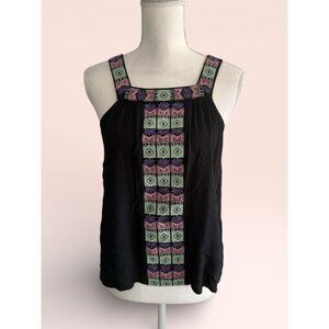 LOVESTITCH Patterned Black Tank Top Size Small